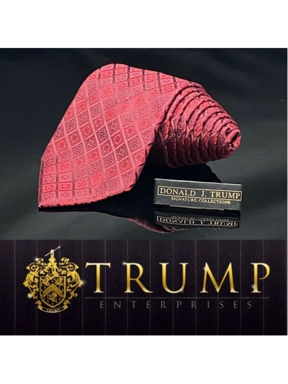 Donald J. Trump Signature Collection Necktie Tie President Red Silk
